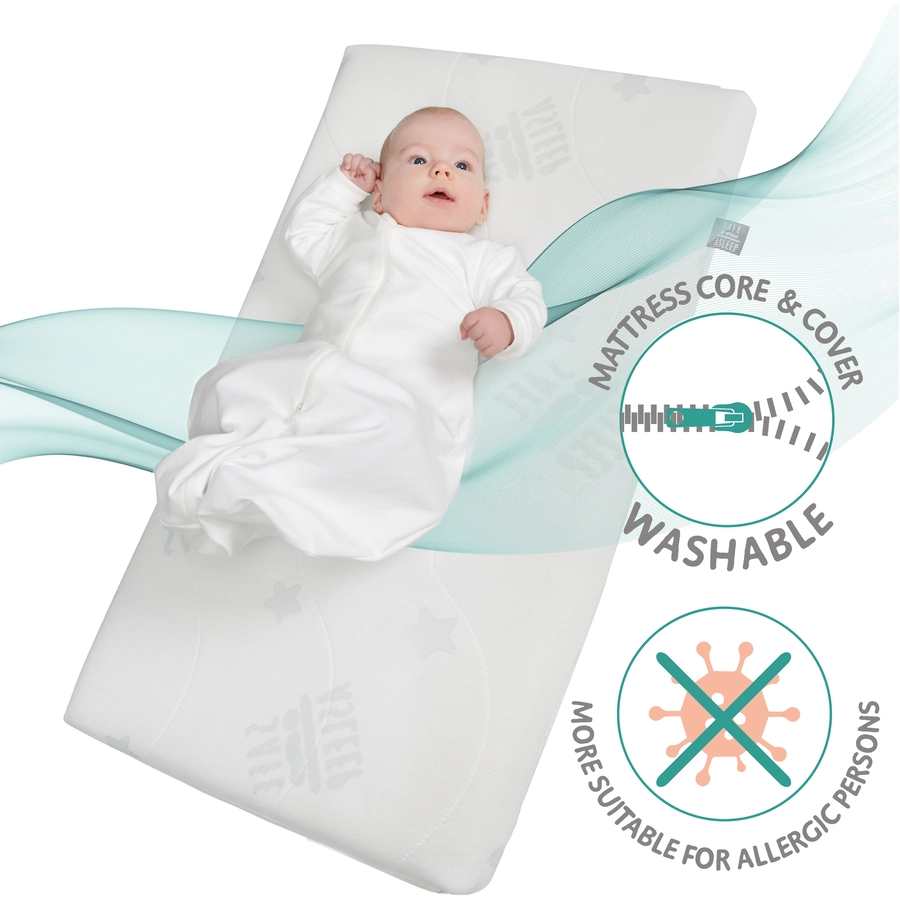 roba Stuben- und Beistellbett safe asleep® 3 in 1 taupe + Matratze