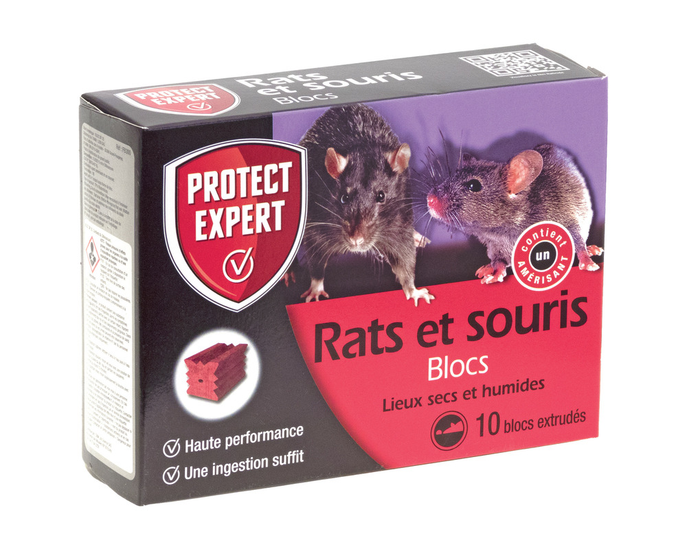 Raticide souricide rats et souris • 10 blocs extrudés