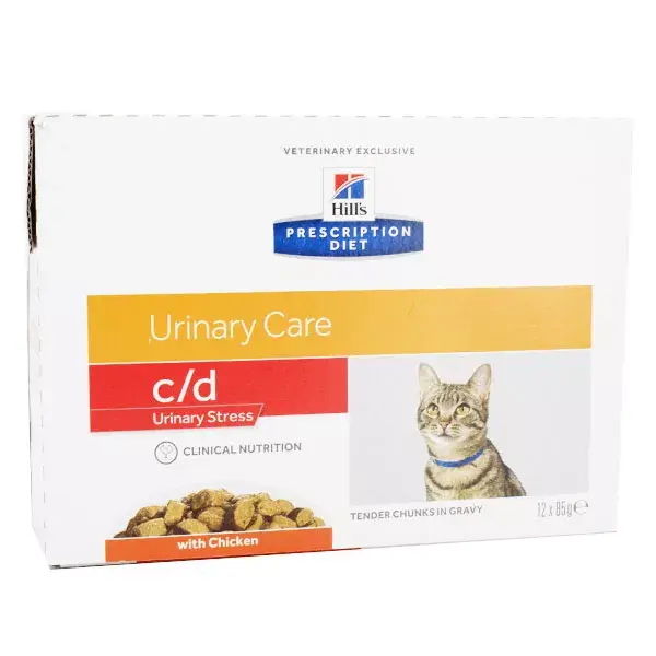 Hill's Prescription Diet Feline C/D Urinary Stress Alimento Úmido Frango 12 x 85g