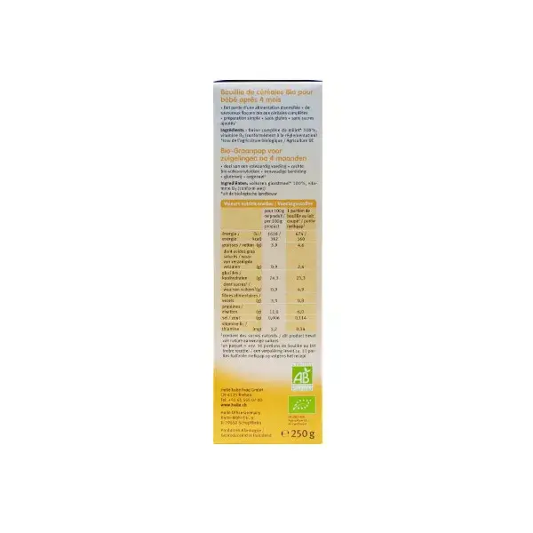 Holle Bouillie Millet Sans Gluten Bio +4m 250g