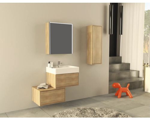 Jungborn wastafelmeubel NOVE BxHxD 60 x 30 x 46 cm Frontkleur tabak eiken mat 55764