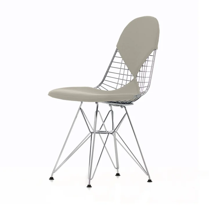 Vitra - Wire Chair DKR-2 Bikini, Untergestell basic dark, Stoff Checker schwarz/weiss, Filzgleiter (basic dark)