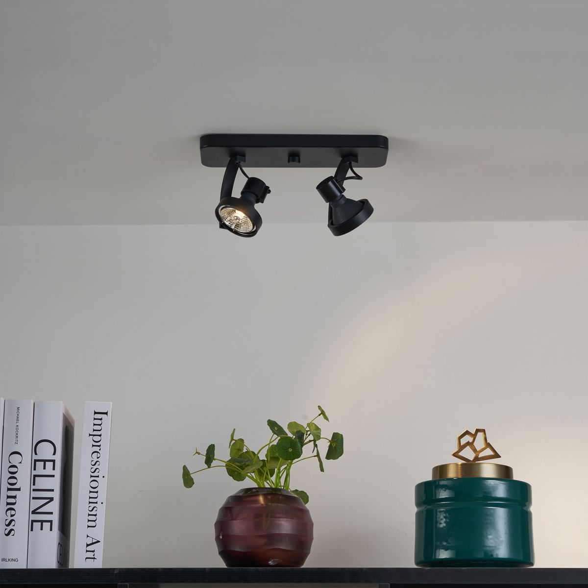 Design plafondspot zwart GU10 70mm 2-lichts draai- en kantelbaar - Vo