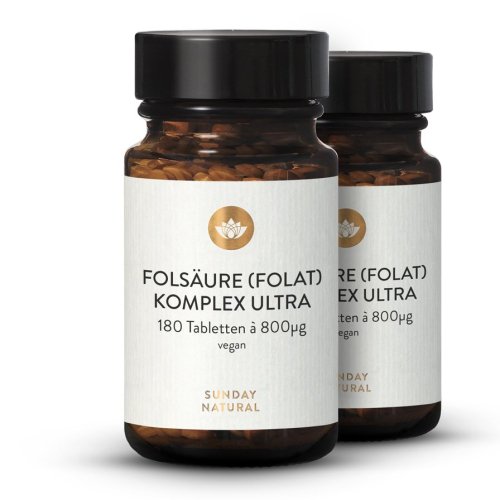 Sunday Natural Products  Folsäure (Folat) Komplex Ultra 800µg