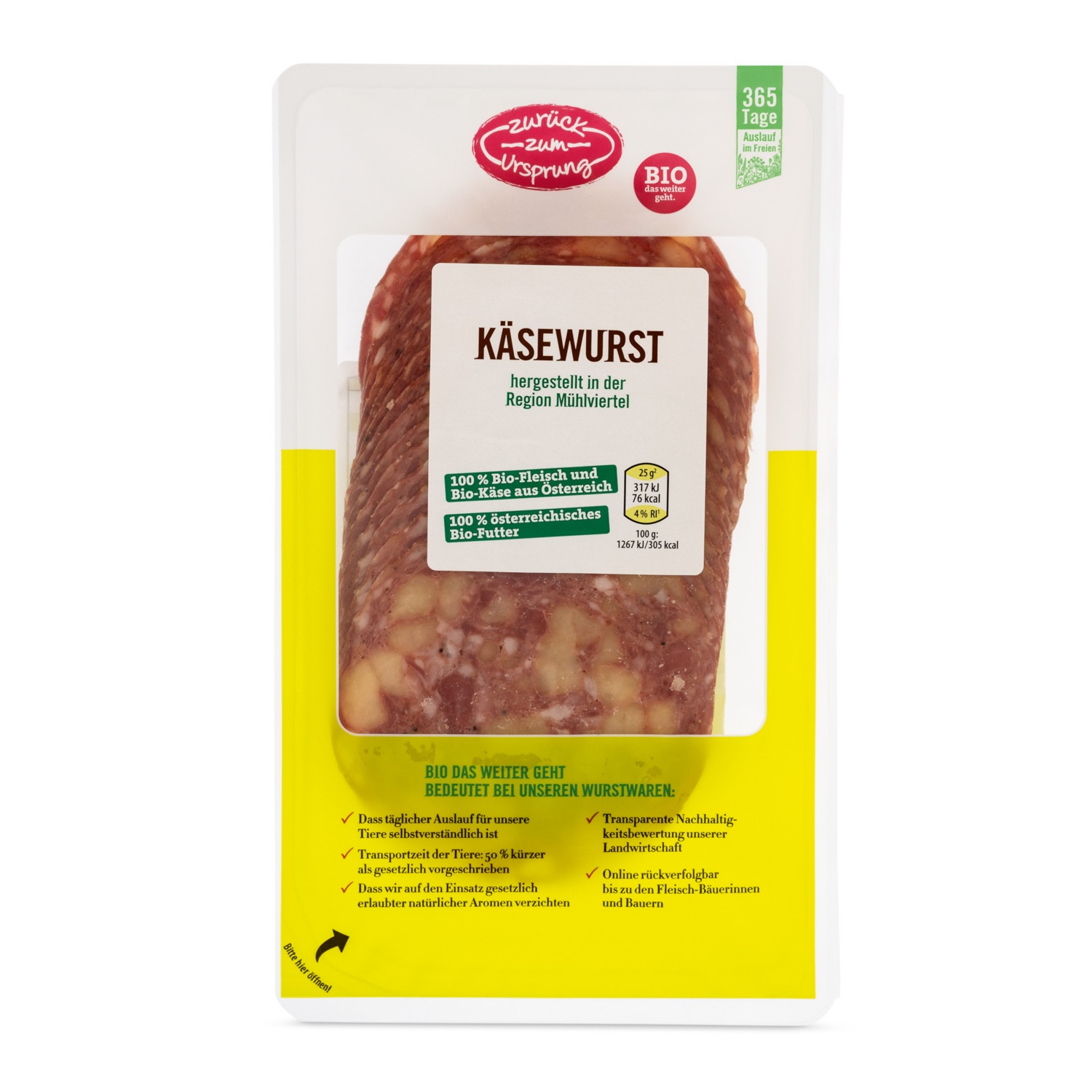 ZURÜCK ZUM URSPRUNG BIO-Spezialaufschnitt, Käsewurst 100 g