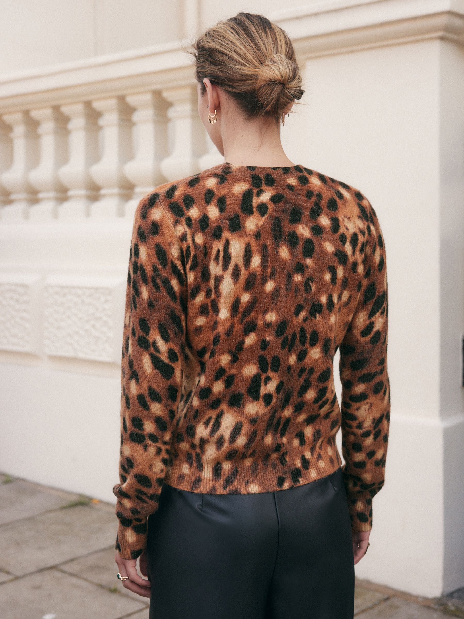 Naturel hert - Trui met print en ronde hals