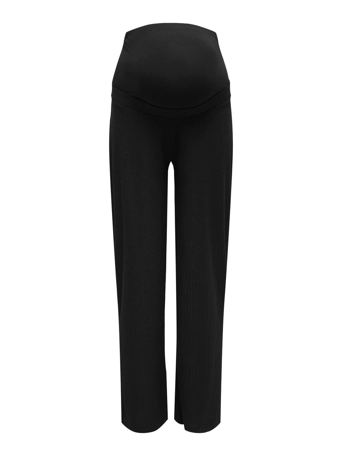 OLMEMMA Hohe Taille Normal geschnitten Hose mit weitem Beinschnitt Black