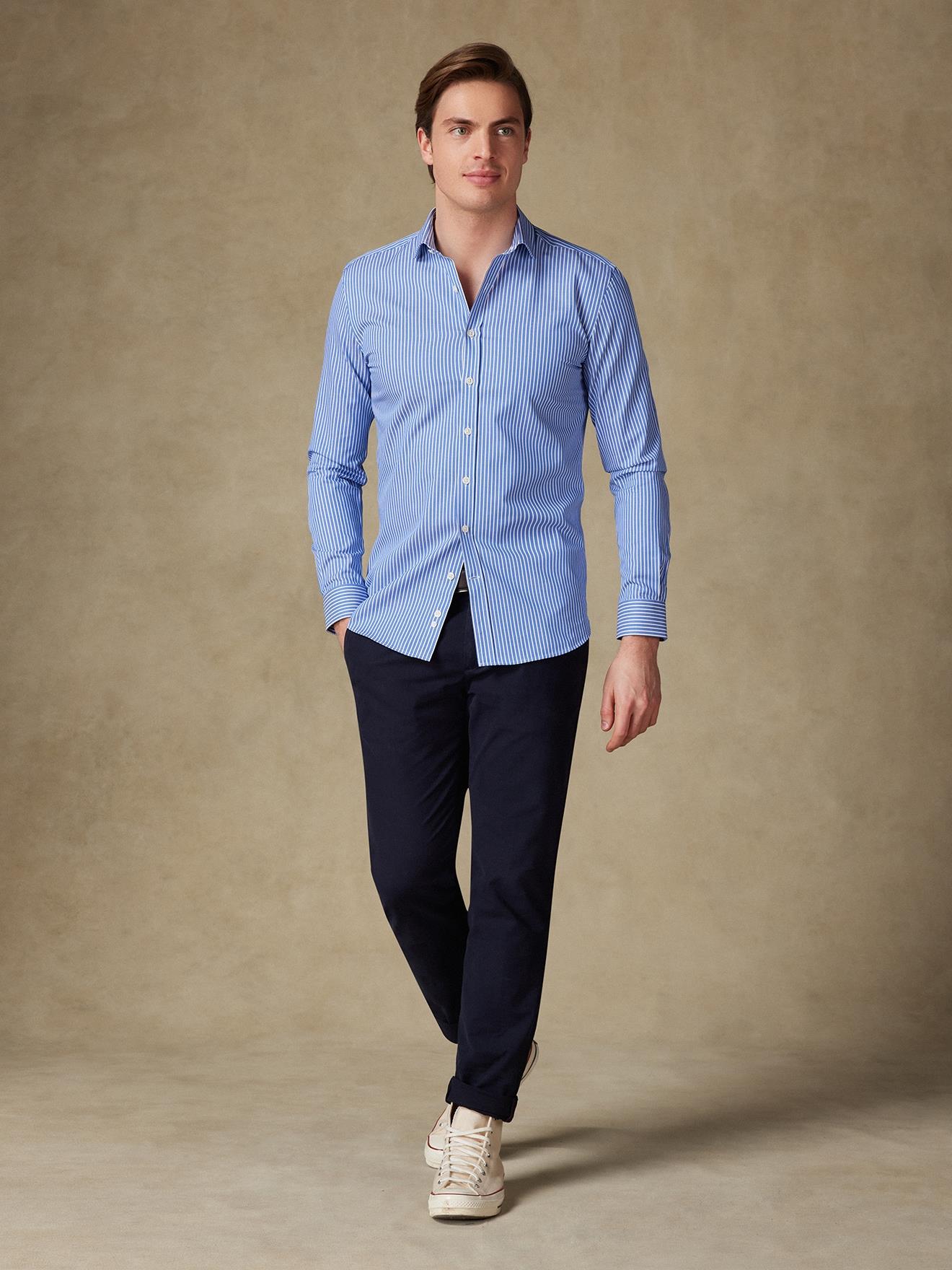Chemise cintrée Chaim à rayures bleues