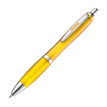 Macma Kugelschreiber transparent mit Metallclip, gelb, 25 Stück