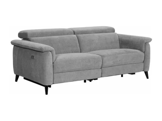 Canapé de relaxation électrique 3 places Olmia en tissu - Gris - L195 x P104 x H73cm - Loungitude