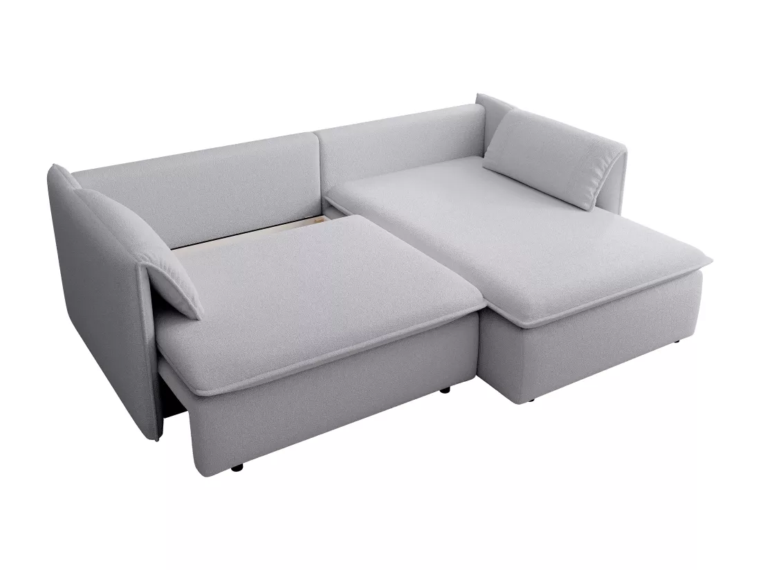 Canapé d'angle droit convertible en tissu texturé gris TEODORA