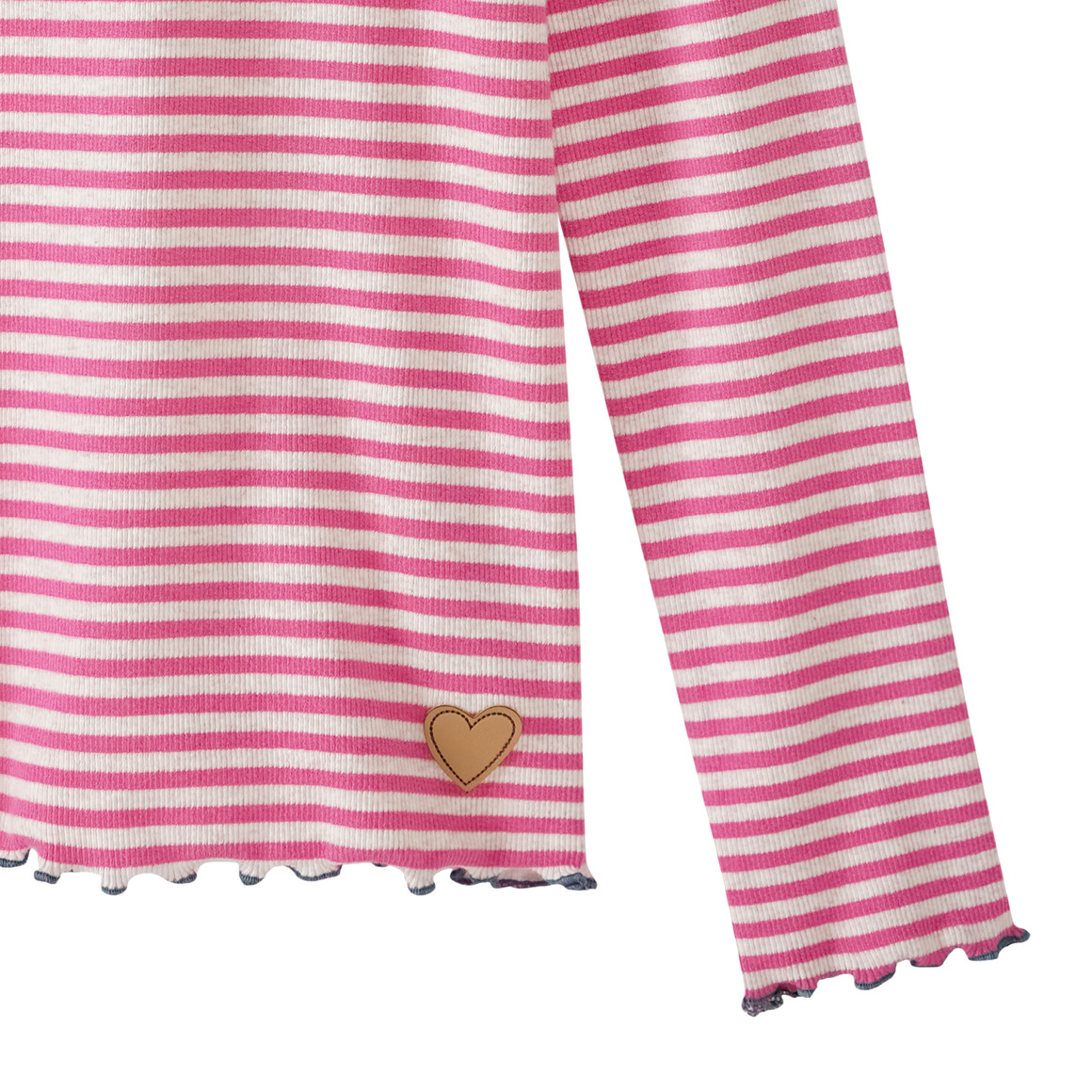 Yigga Mädchen Langarmshirt mit Wellenbündchen pink / creme