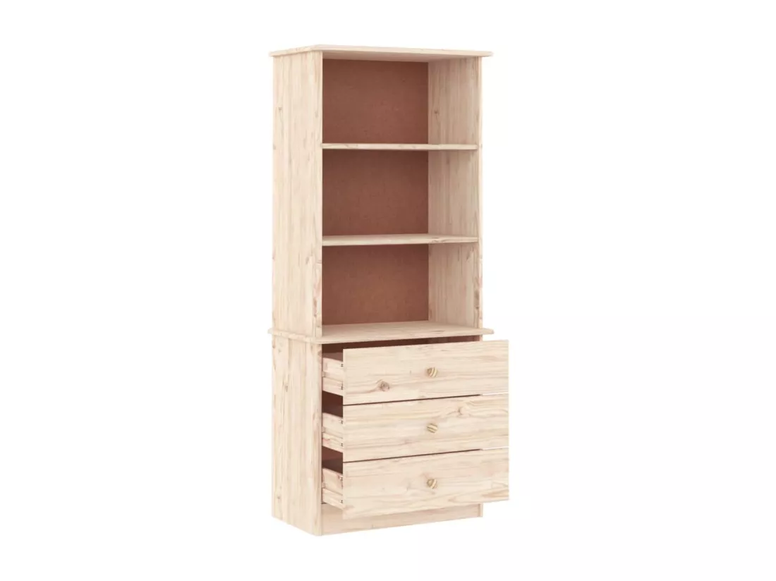 Bibliothèque avec tiroirs ALTA 60x35x142 cm bois massif de pin