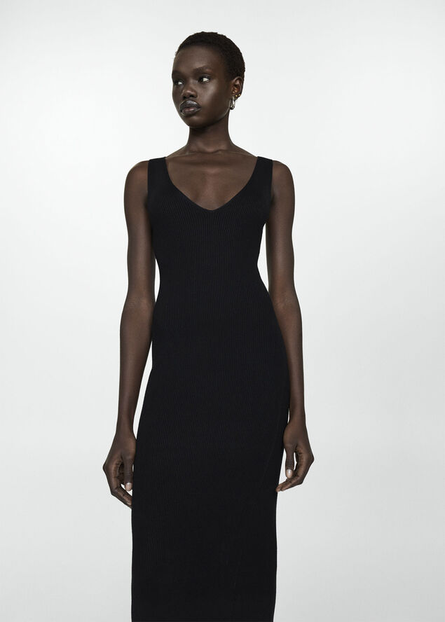 MANGO Knit strapless dress Black
