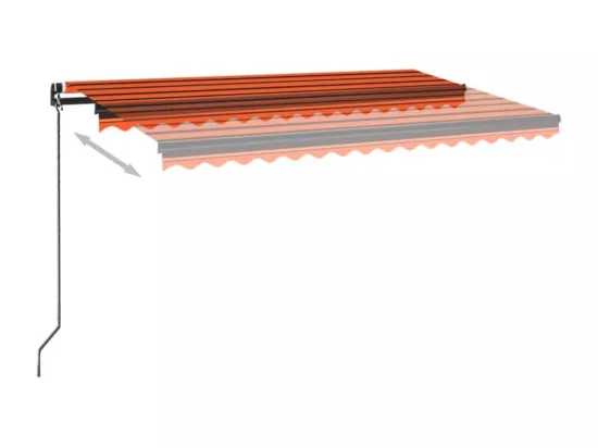 Auvent manuel rétractable avec LED 400x350 cm Orange et marron