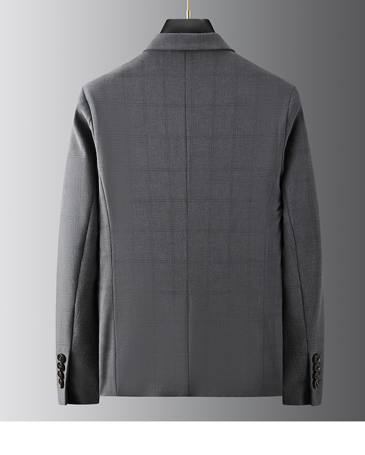 Blueforce - Set: Geruite blazer met reverskraag en één knoop + Rechte pantalon met middelhoge taille