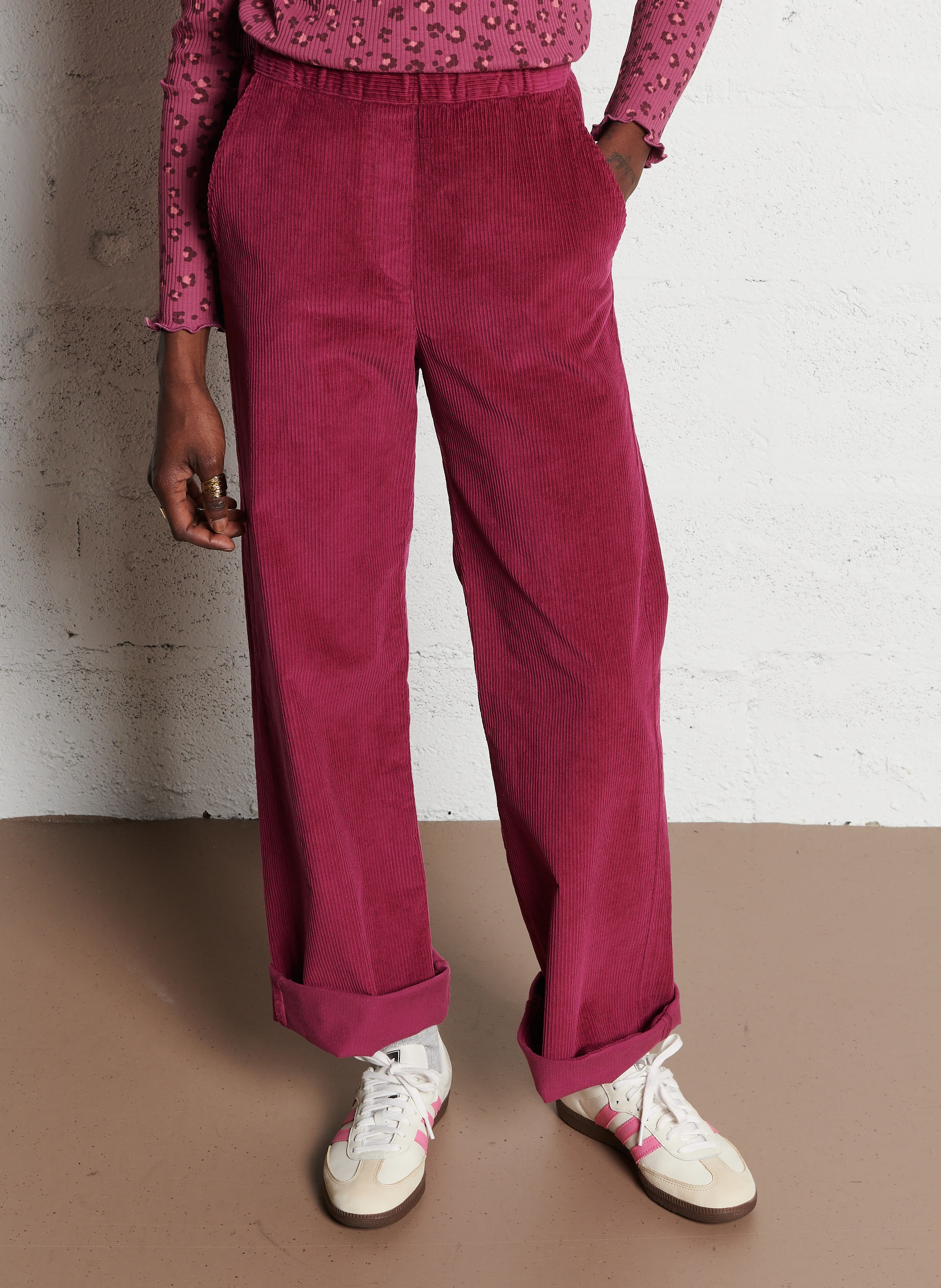 SIANOU - Pantalon droit en coton mélangé | Rose