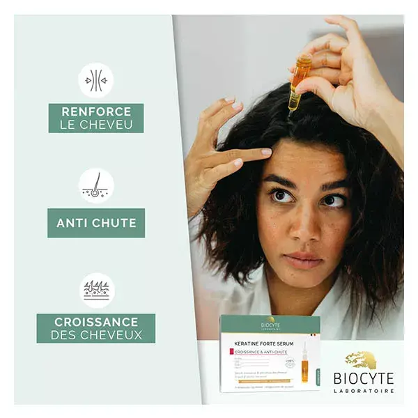 Sérum Antiqueda Biocyte Keratin Forte, 5 ampolas de 9 ml, 15 dias de duração.