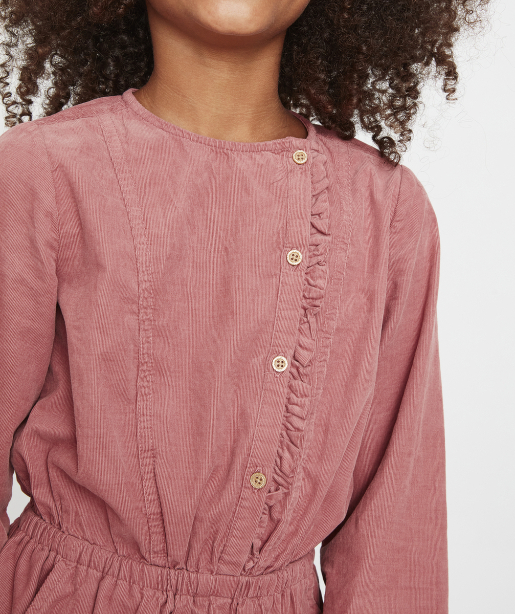 COMBISHORT À MANCHES LONGUES EN VELOURS VIEUX ROSE FILLE