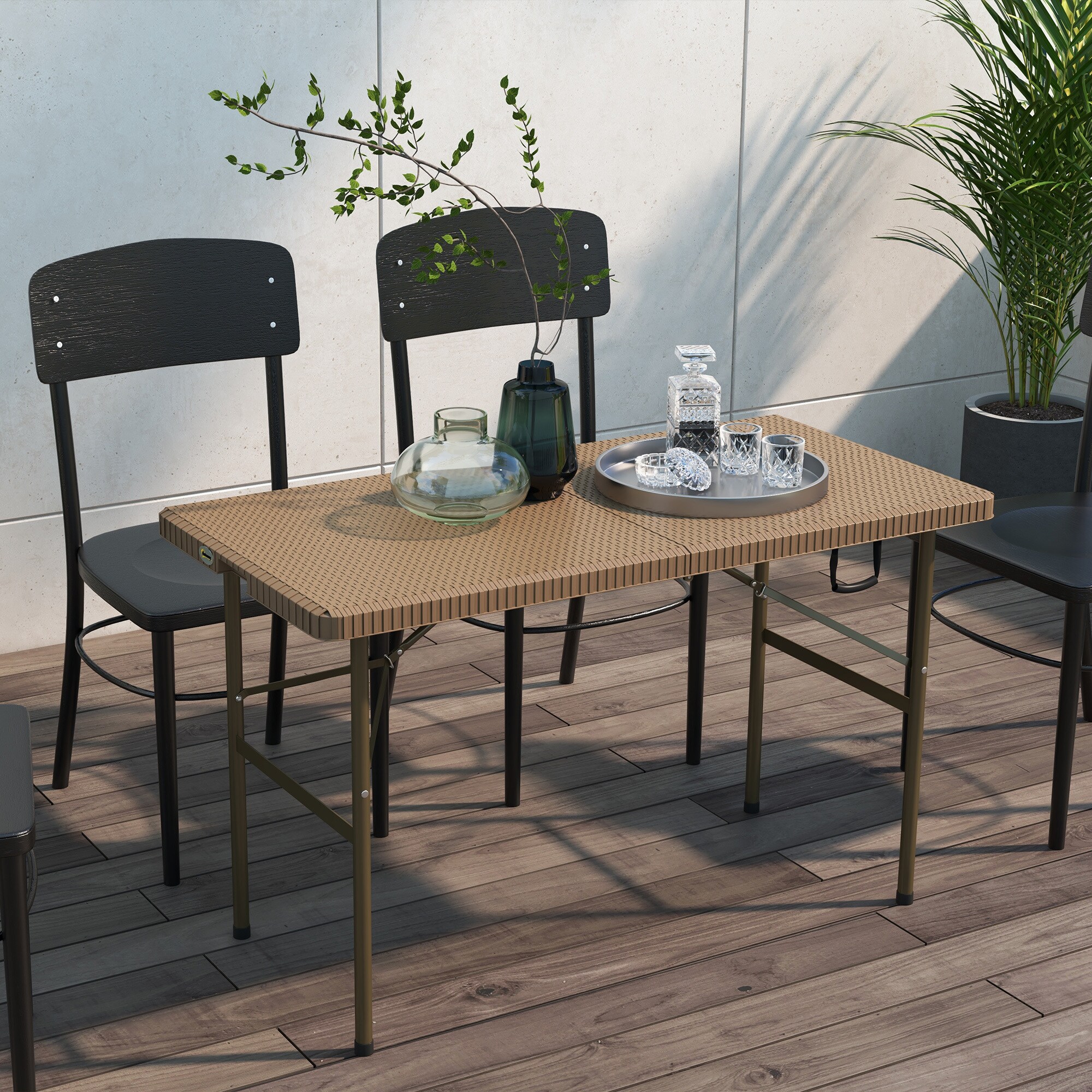Outsunny Campingtisch für 4 Personen mit Griff braun 122L x 60B x 73H cm