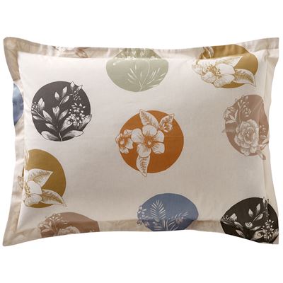 Linge de lit motif cercles à fleurs variées - BECQUET CRÉATION
