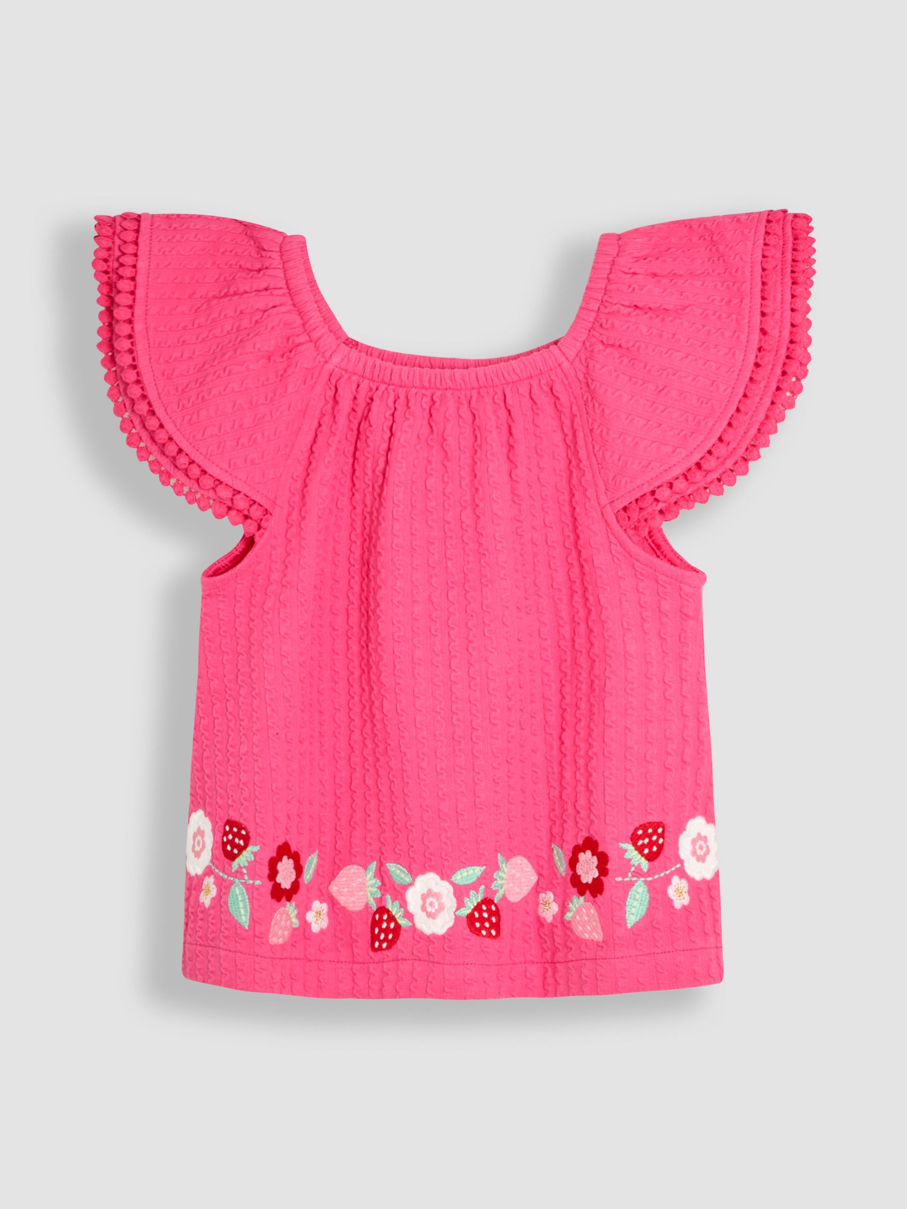 JoJo Maman Bébé Embroidered Frill Sleeve T-Shirt & Shorts Set 2 Piece