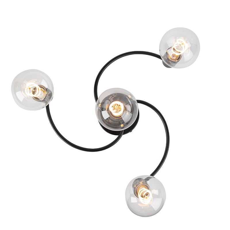 Art deco plafondlamp zwart 4-lichts - Facil