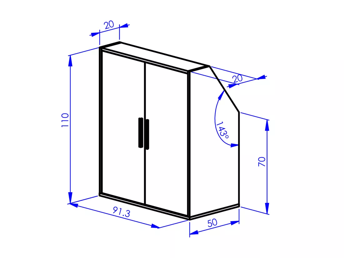 Meuble sous pente 2 portes et 2 étagères - Blanc - ADEZIO