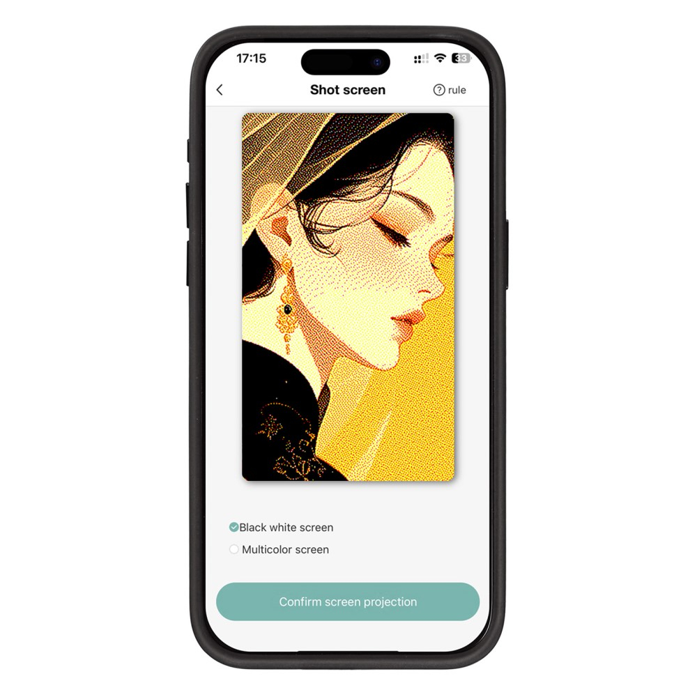 iPhone 15 Hybrid Hülle TPU Bumper mit Acryl Rückseite   DIY E-Ink Display mit NFC Technologie - Schwarz