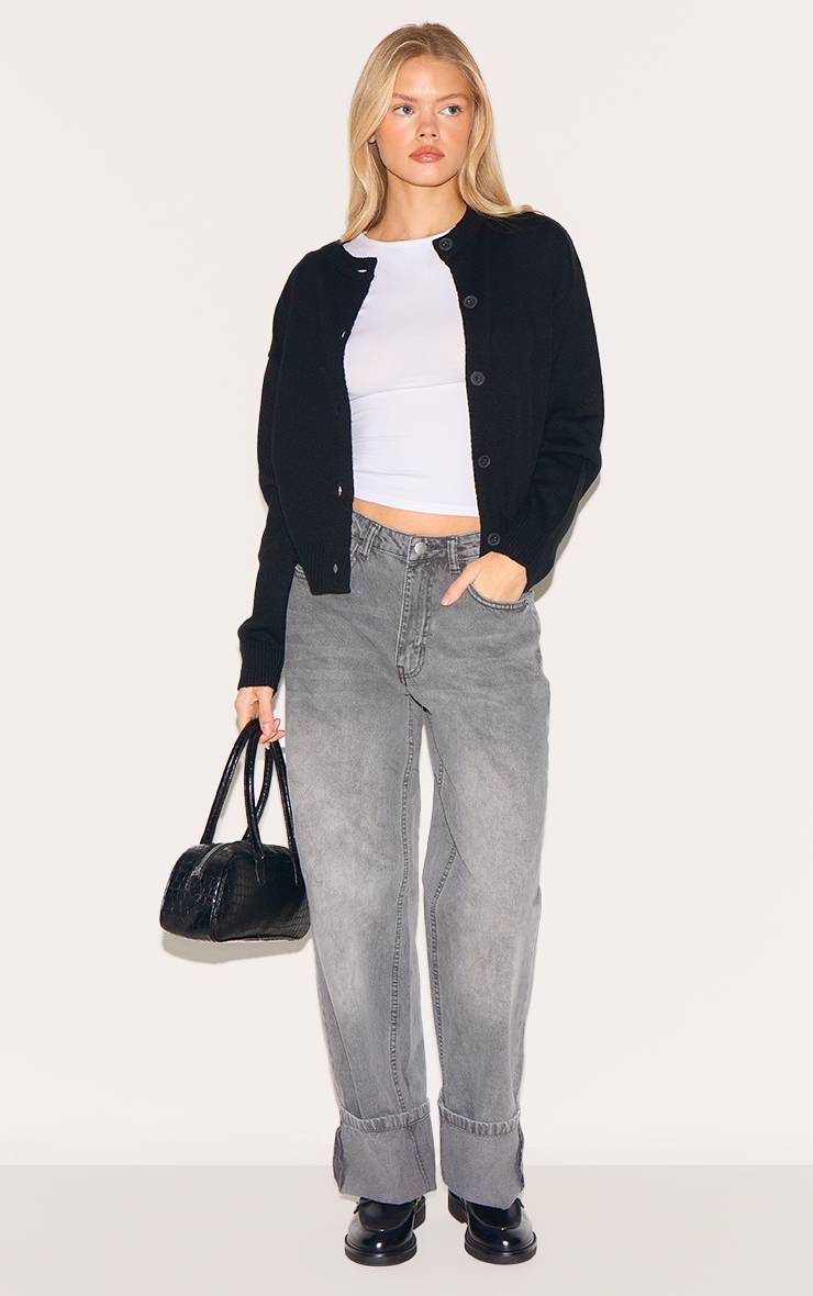 Gris Jean À Ourlet Retroussé