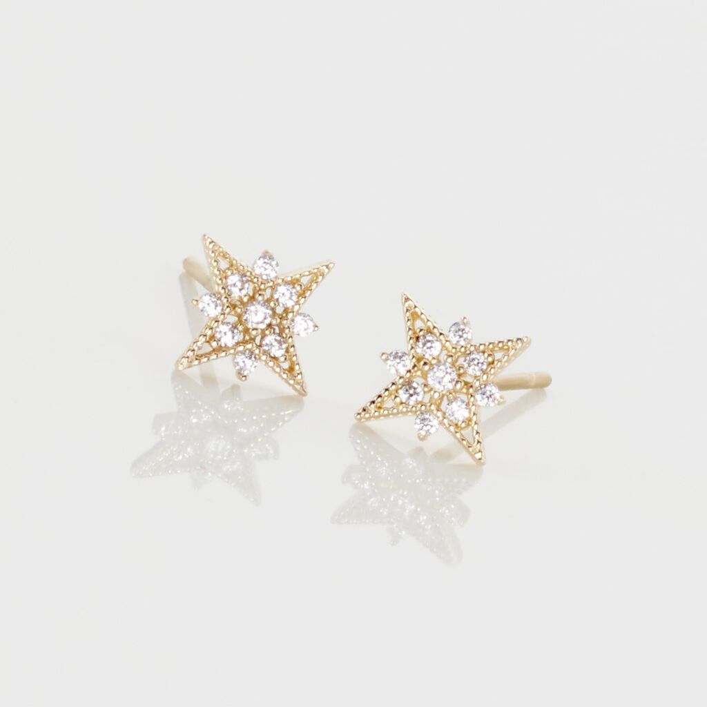 Boucles D'oreilles Puces Konstantsia Or Jaune Oxyde