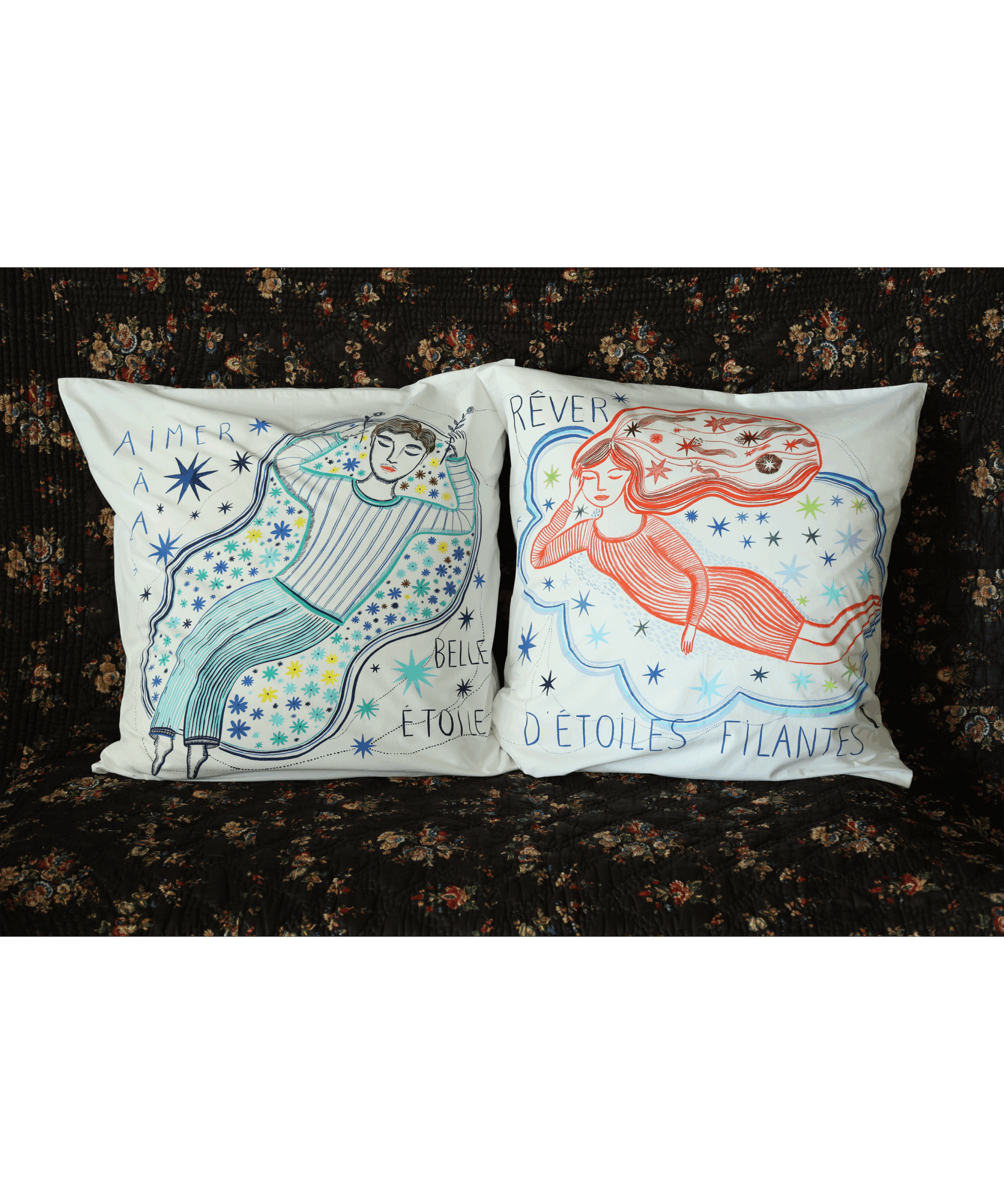 2 Taies d' oreiller Etoile  65 x 65cm - Carrée