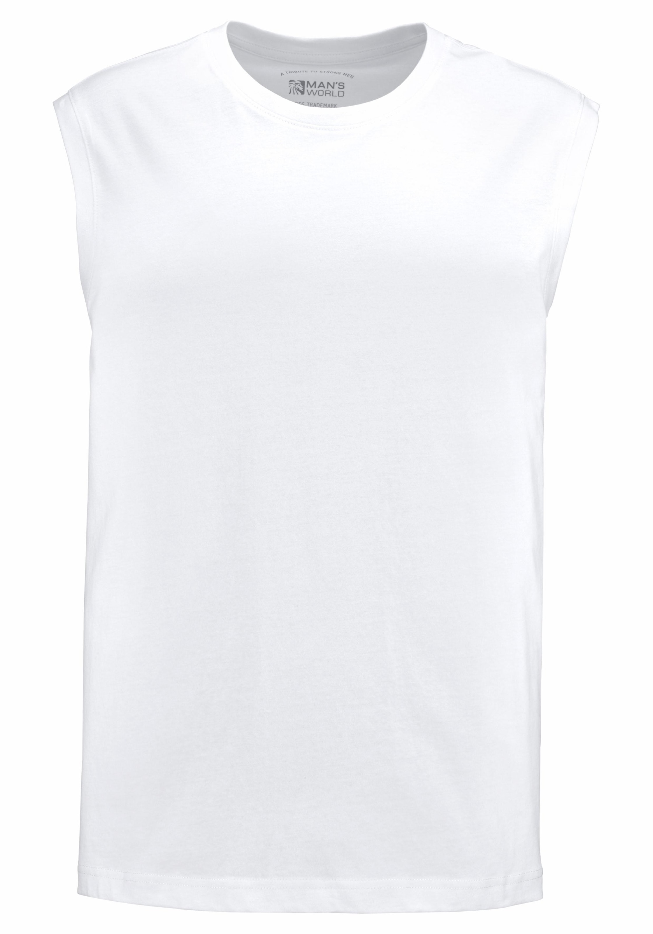 Man's World Muscleshirt Packung, 3er-Pack, 3 Stk. ärmellos,  Basic-Stil,  unifarben,  Rundhalsausschnitt