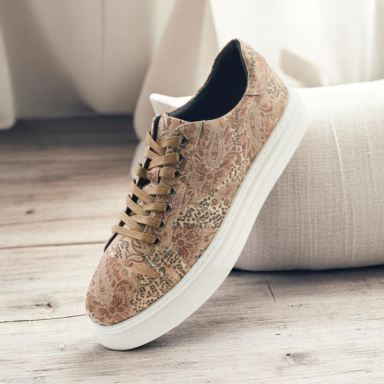 Sand Paisley Panther Sneakers