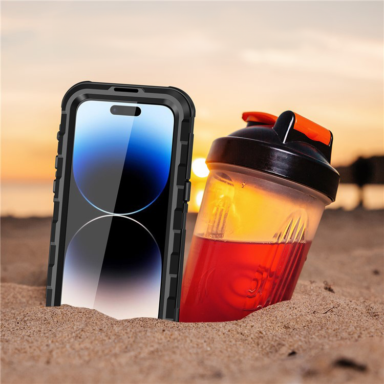 iPhone 14 Pro Max Wasserfeste MagSafe Alu Outdoor Schutz Hülle (IP68) - Schwarz / Transparent