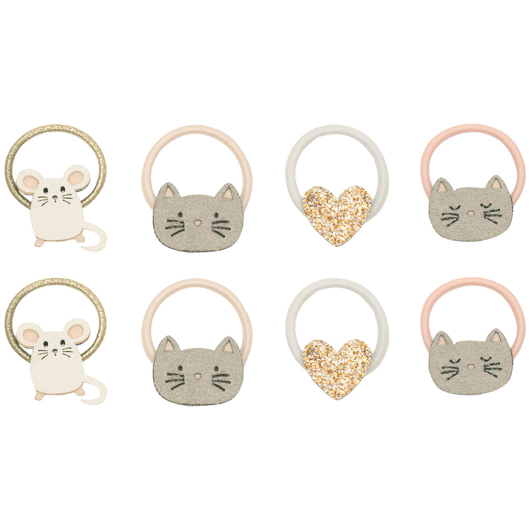 mimi & lula haarelastiekjes cat and mouse mini - pink multi - 8st