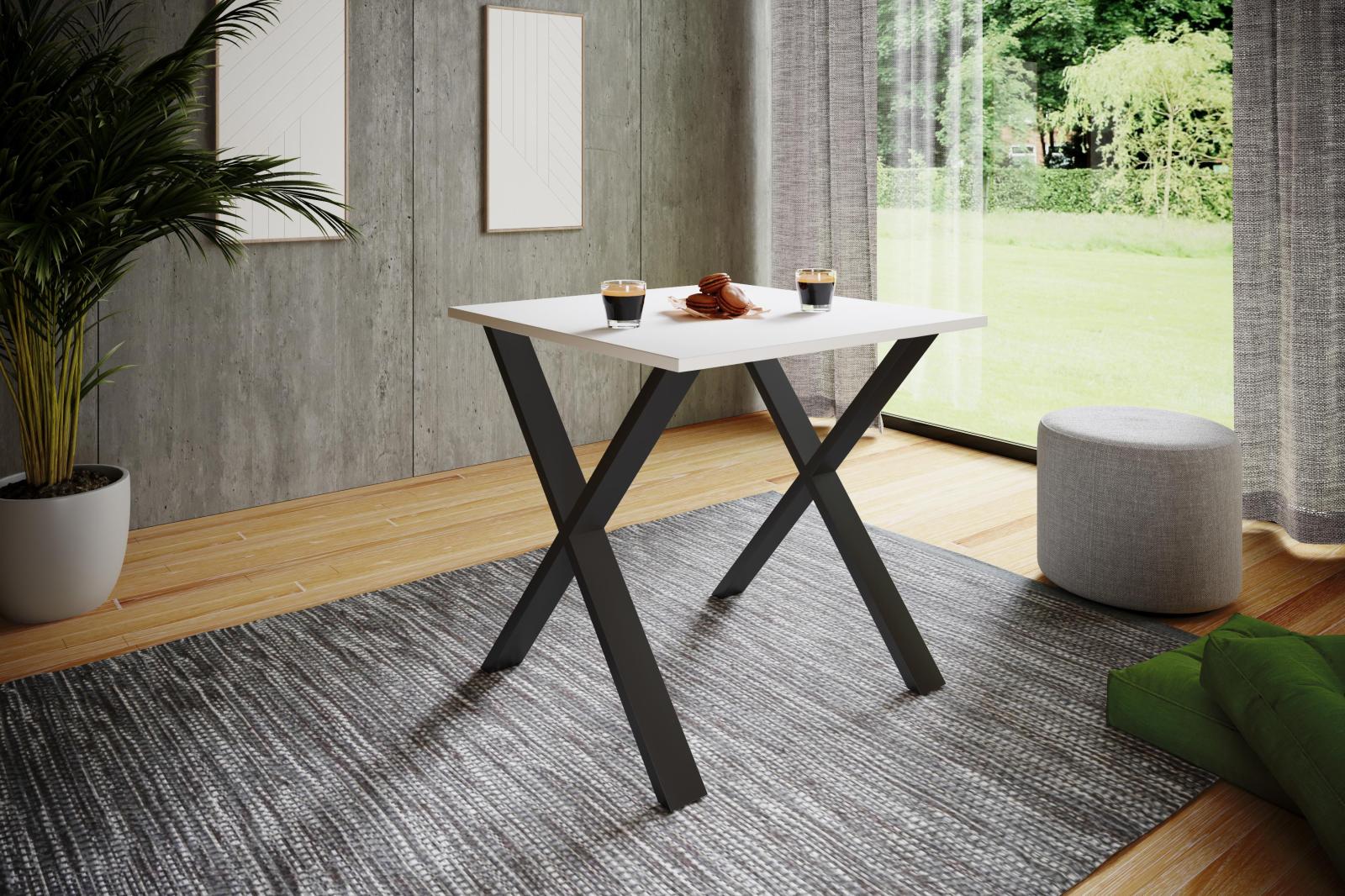 Esstisch XONA - X-Gestell - schwarz - 80 cm breit