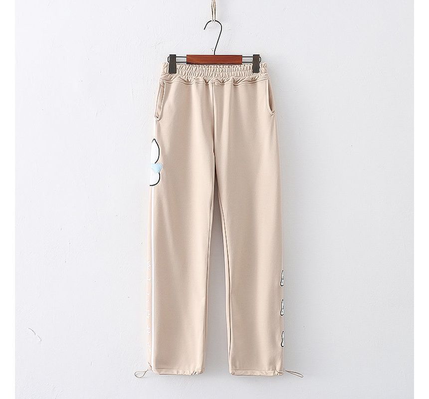 Angel Love - Elastische taille, losvallende joggingbroek met konijnenborduursel