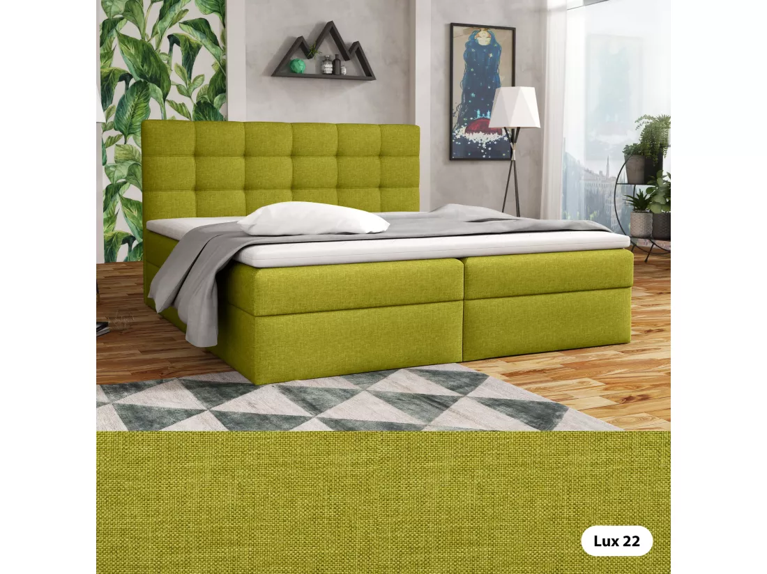 LIT BOXSPRING avec coffre de lit Glame 200x200 cm, Lux 22 (Vert citron)