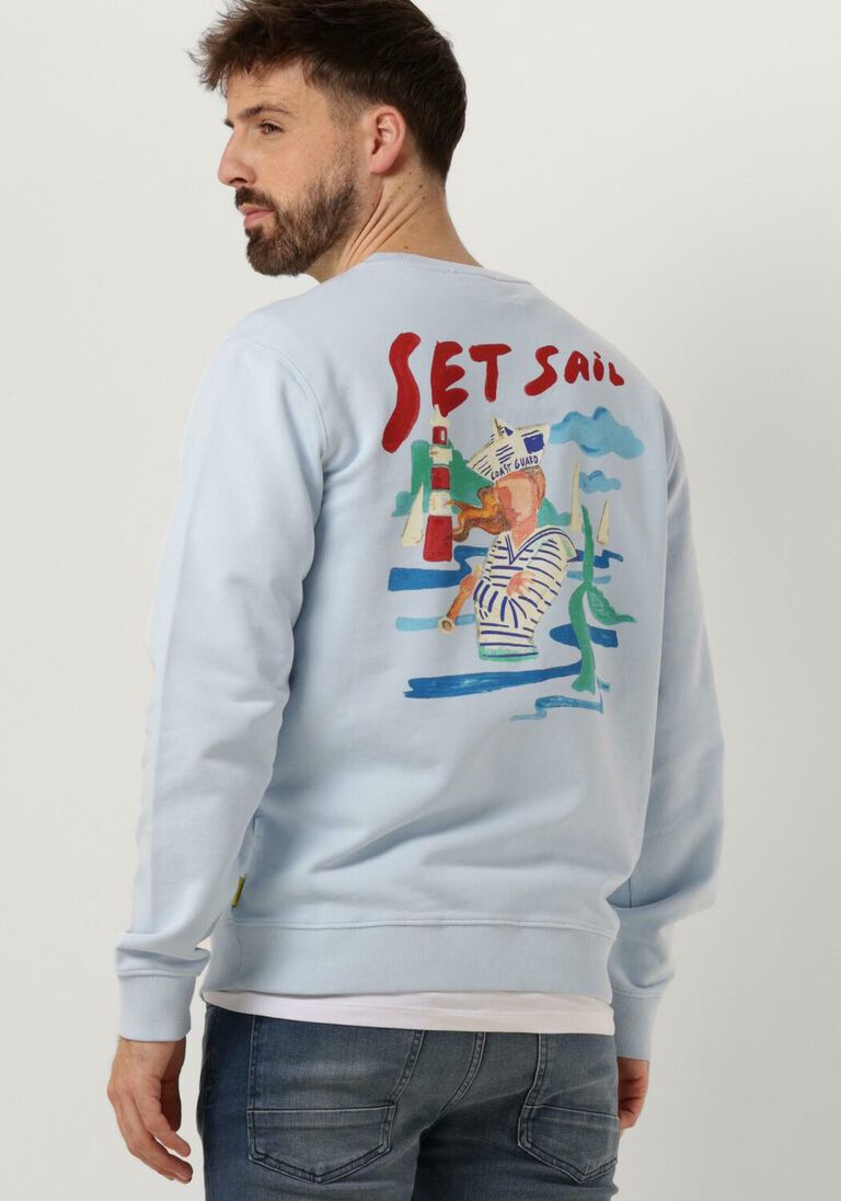 SCOTCH & SODA lichtblauwe scotch & soda trui front back sailor artwork sweatshirt