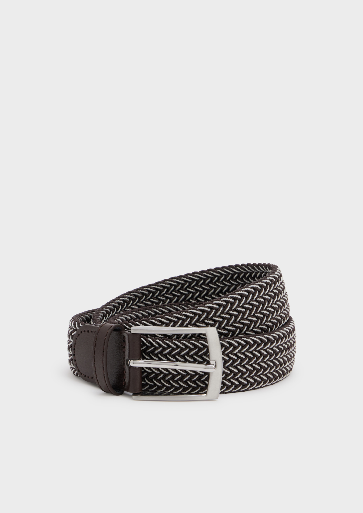 Ceinture tressée marron et blanc