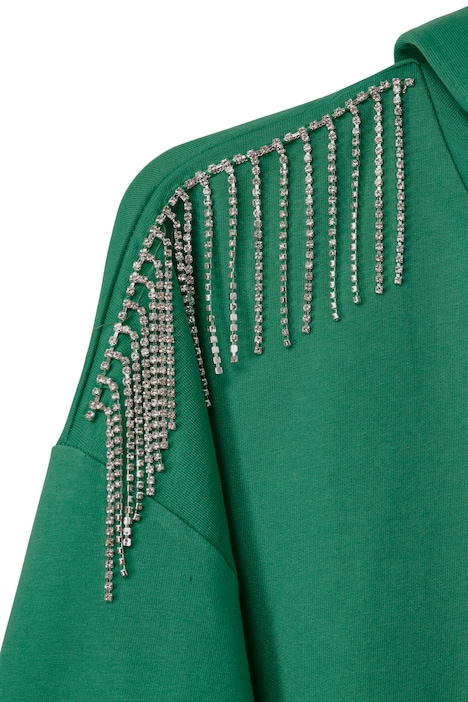 Hoodie, Kapuzensweatshirt, oversized, Glitzer-Schulterfransen, Ballon-Langarm