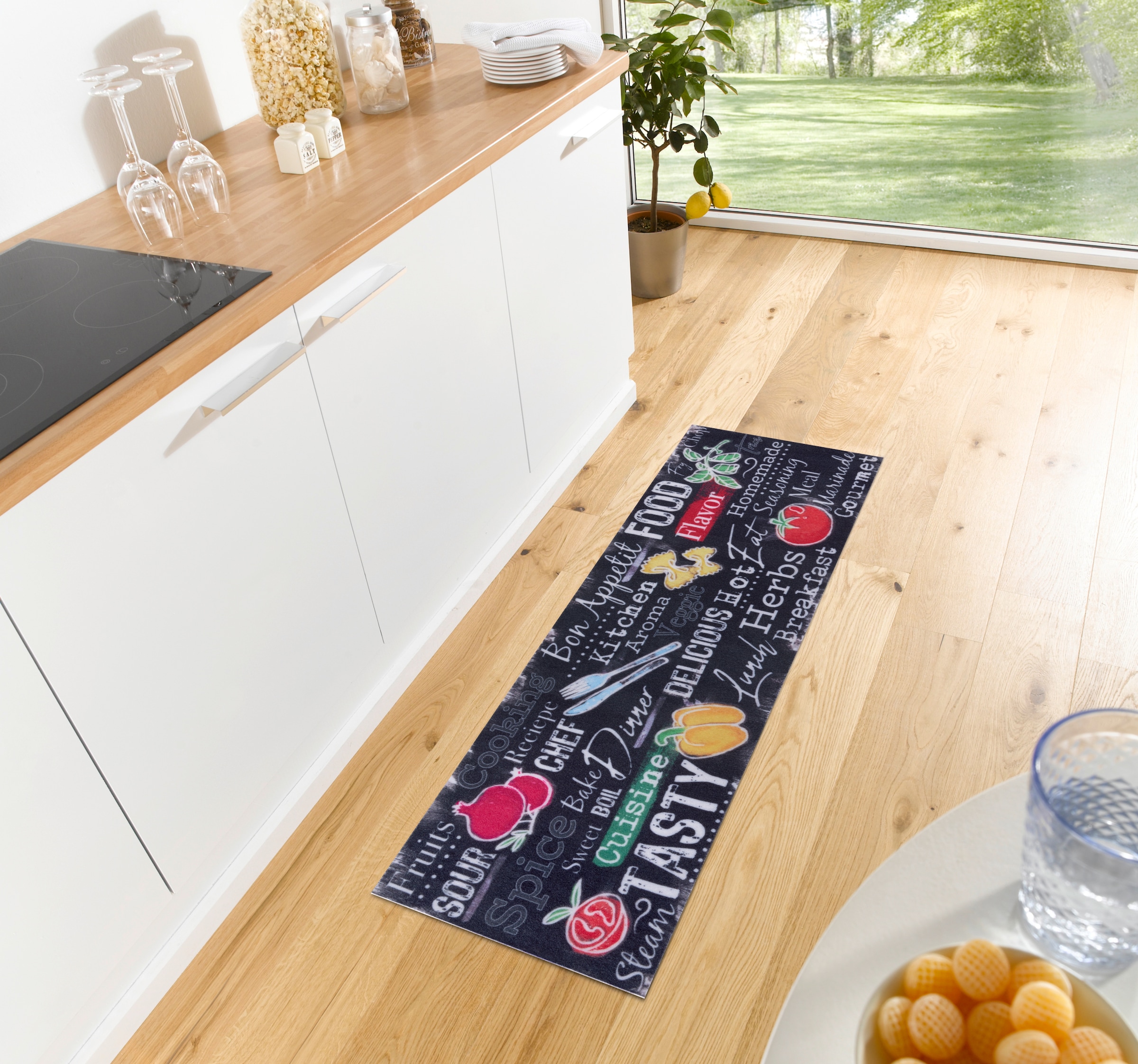 HANSE Home Küchenläufer »Delicious Kitchen Board« rechteckig 3 mm Höhe Läufer, Rutschfest, Küchenteppich, Küche, Teppich, Pflegeleicht
