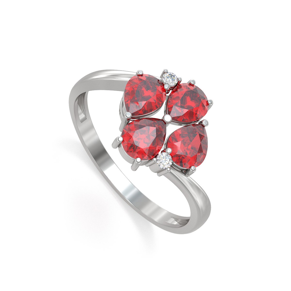 Bague Rubis et diamants sur Argent 925 1.87grs