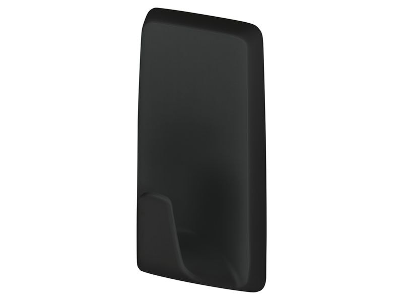 tesa Klebehaken Powerstrips S Eckig, Schwarz Selbstklebende Kunststoffhaken