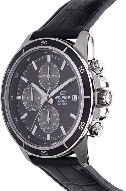 Edifice - EFR-526L-1AVUEF - Herenhorloge - Zilver - RVS - Zwart Leer