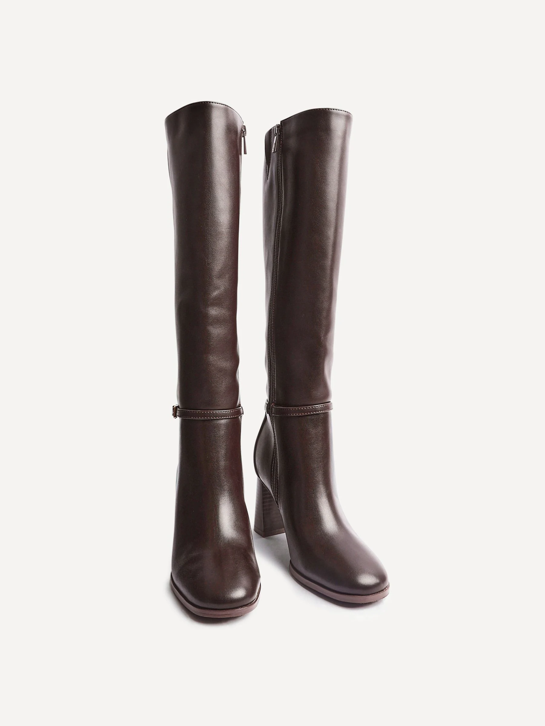 Bruin - Linzi Midtown Block Heel High Leg Boots With Buckle Detail