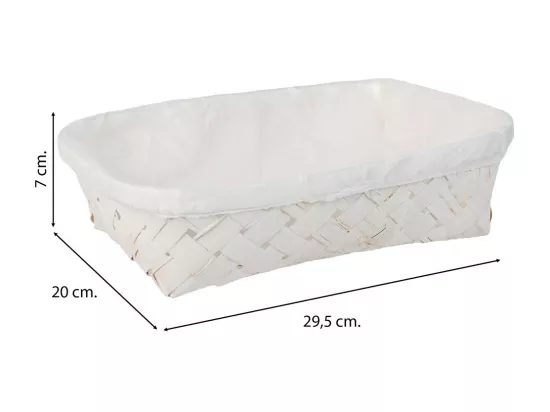 Plateau en bambou doublé blanc 29,5x20x7h