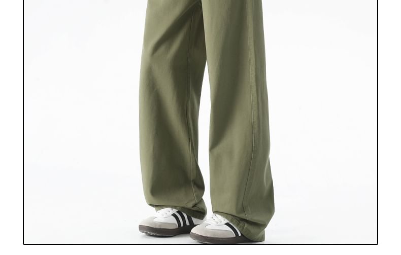 AXEN - Mid Rise Plain Straight Leg Broek