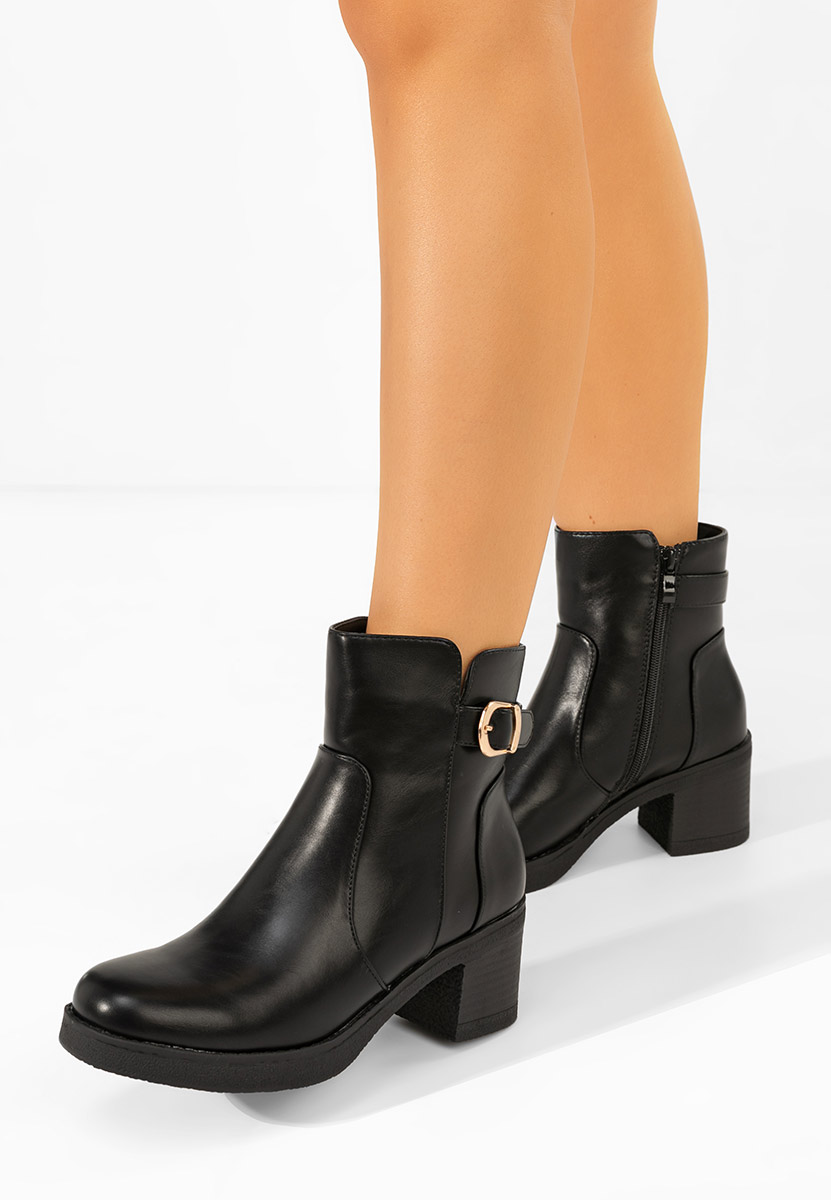Bottines à gros talon noires Aidelia